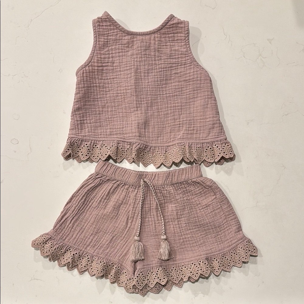 Rylee + Cru Leonie Set in Mauve. Size 4-5Y